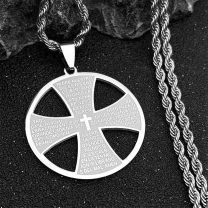 Christian Bible Cross Chain Necklace Stainless Steel Big Pendant Necklace Men'S Religious Prayer Jewelry Corrente Masculina