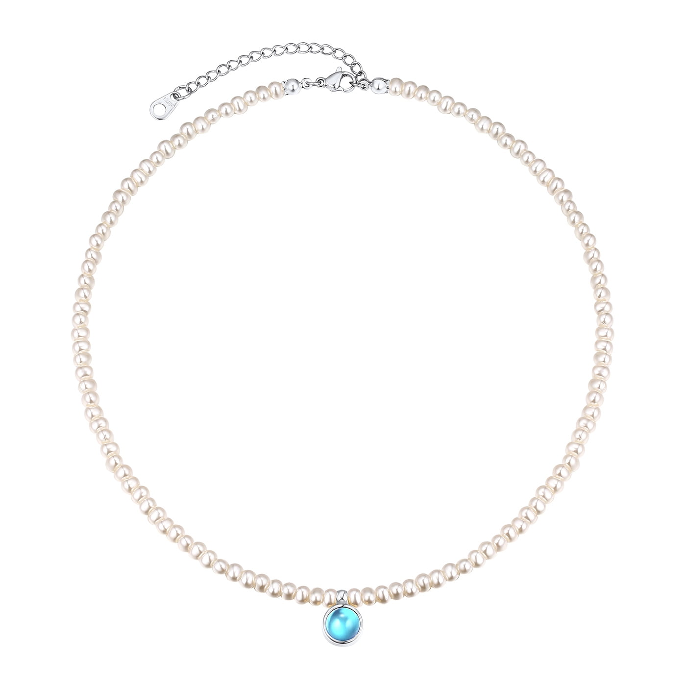FOCALOOK Pearl Necklaces for Women Small Dainty Freshwater Cultured Baroque Pearl Strand Faux Pearl Gold Plated Choker Necklace with December Birthstone