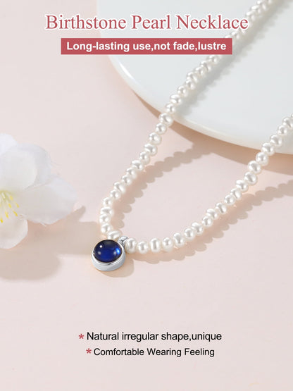 FOCALOOK Pearl Necklaces for Women Small Dainty Freshwater Cultured Baroque Pearl Strand Faux Pearl Gold Plated Choker Necklace with December Birthstone