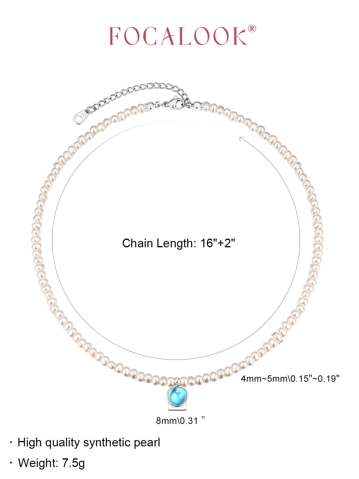 FOCALOOK Pearl Necklaces for Women Small Dainty Freshwater Cultured Baroque Pearl Strand Faux Pearl Gold Plated Choker Necklace with December Birthstone