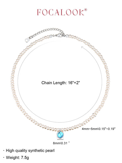 FOCALOOK Pearl Necklaces for Women Small Dainty Freshwater Cultured Baroque Pearl Strand Faux Pearl Gold Plated Choker Necklace with December Birthstone